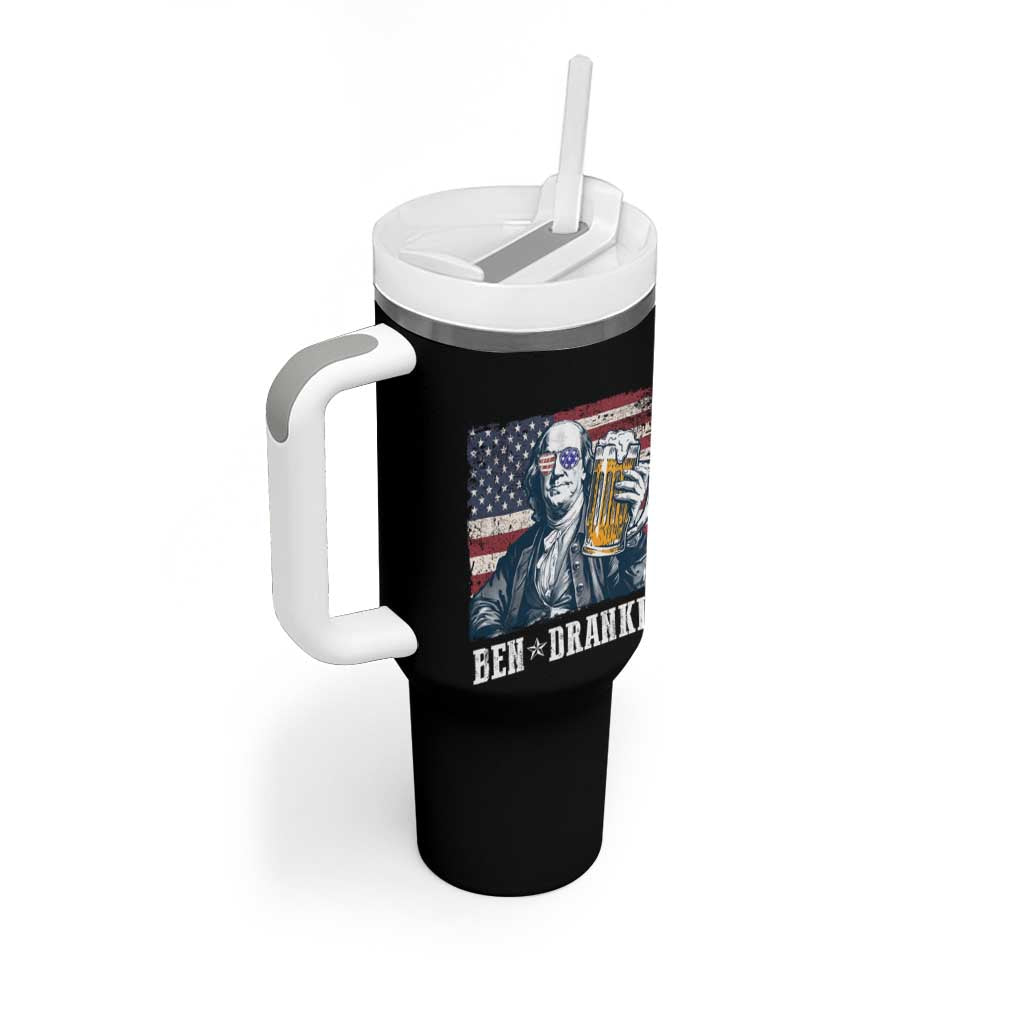 Funny 4th Of July Drinking Tumbler With Handle Ben Drankin Benjamin Franklin Patriotic Party - Wonder Print Shop