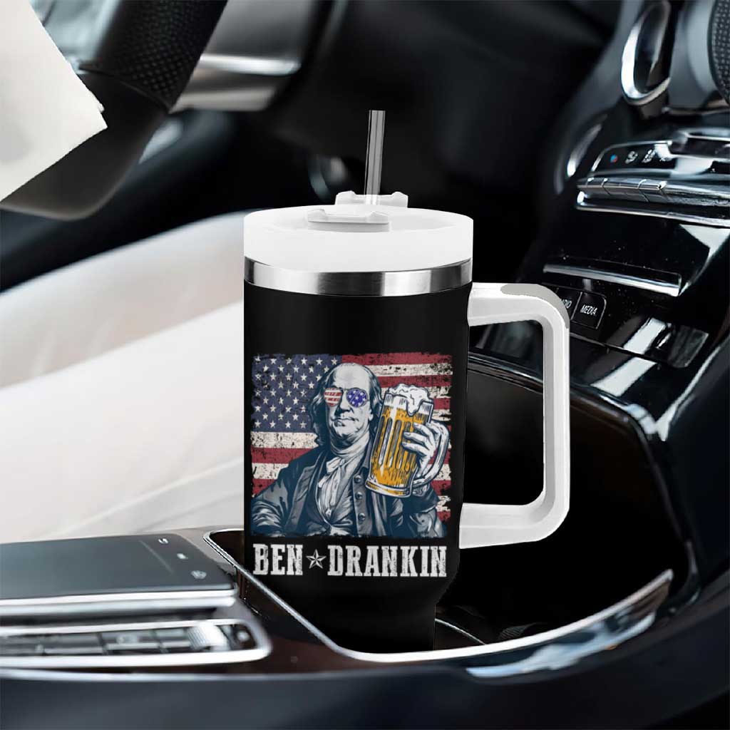 Funny 4th Of July Drinking Tumbler With Handle Ben Drankin Benjamin Franklin Patriotic Party - Wonder Print Shop