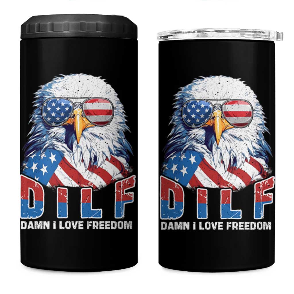 Funny 4th Of July 4 in 1 Can Cooler Tumbler Damn I Love Freedom - Wonder Print Shop