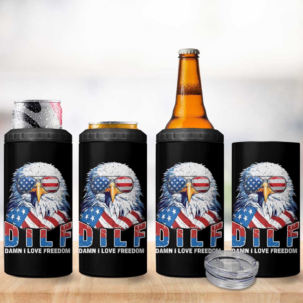 Funny 4th Of July 4 in 1 Can Cooler Tumbler Damn I Love Freedom - Wonder Print Shop