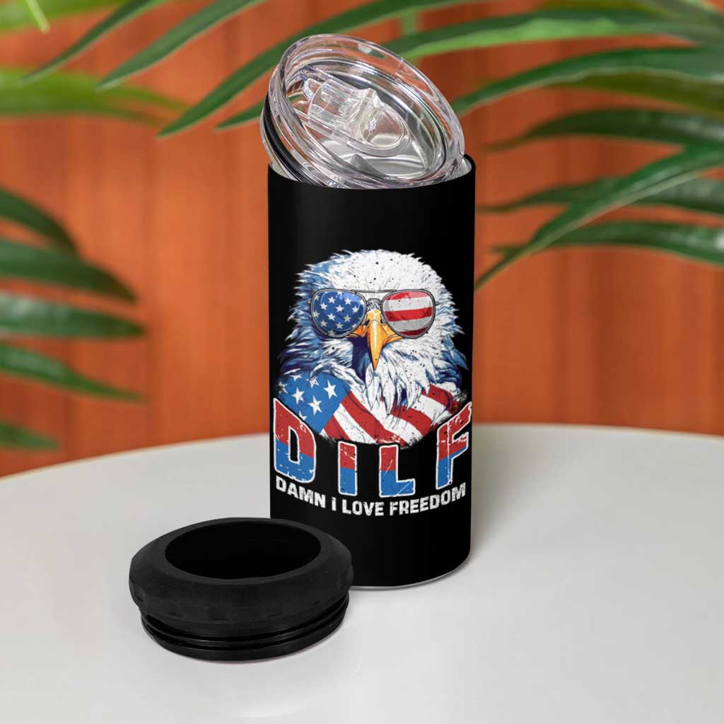 Funny 4th Of July 4 in 1 Can Cooler Tumbler Damn I Love Freedom - Wonder Print Shop