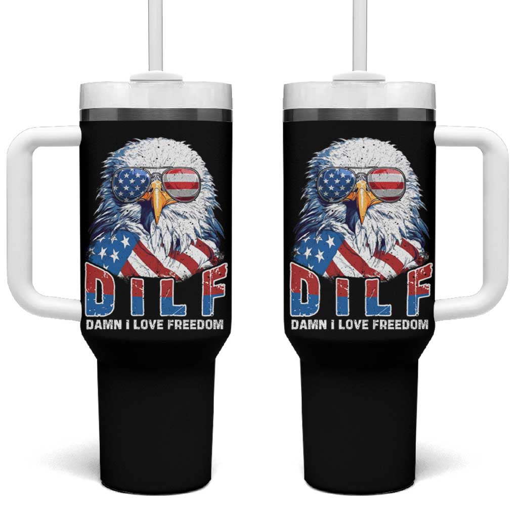 Funny 4th Of July Tumbler With Handle Damn I Love Freedom - Wonder Print Shop