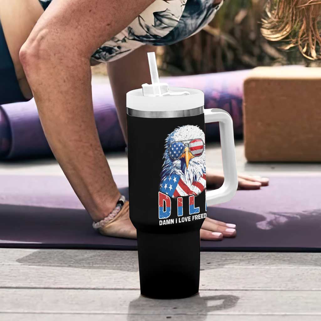Funny 4th Of July Tumbler With Handle Damn I Love Freedom - Wonder Print Shop