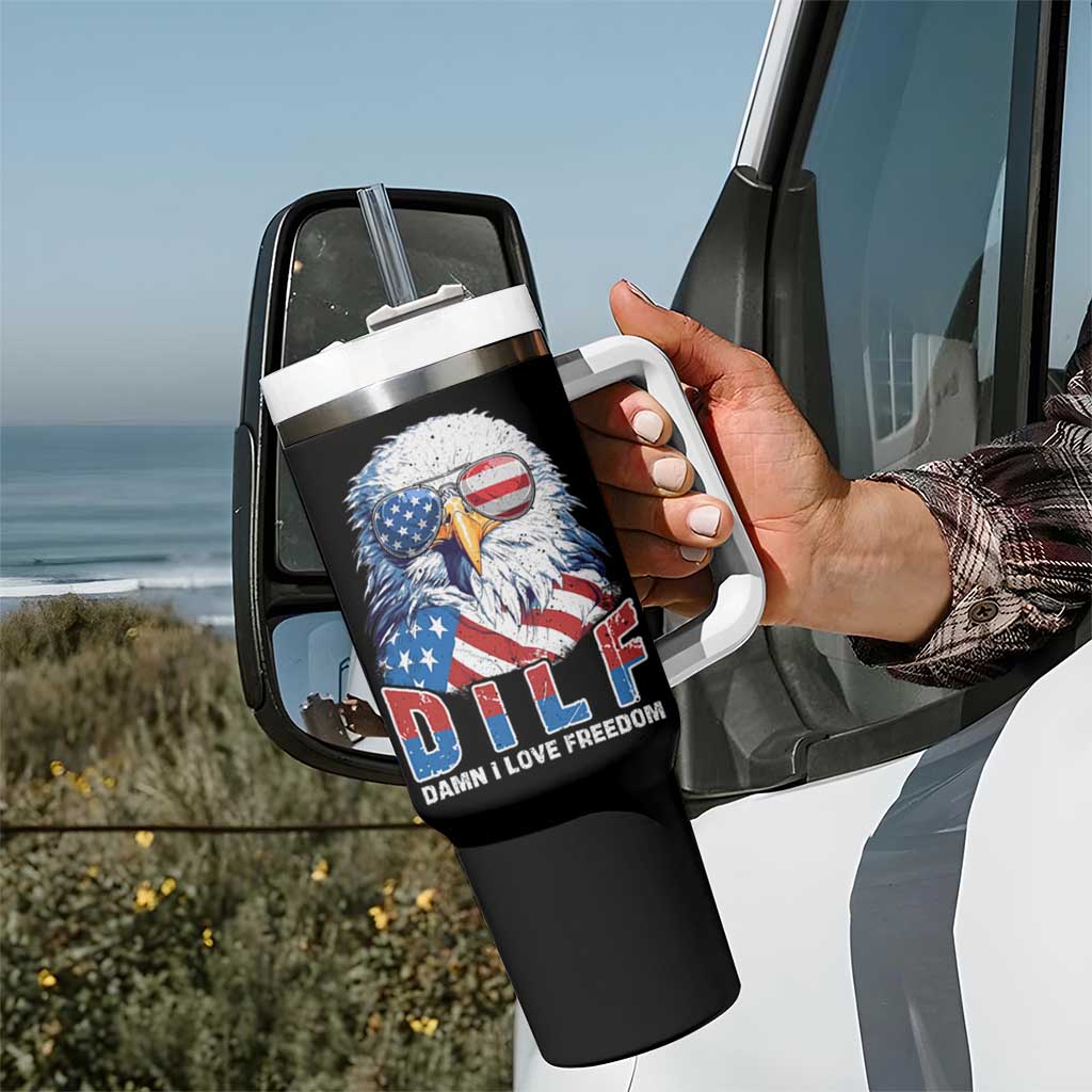 Funny 4th Of July Tumbler With Handle Damn I Love Freedom - Wonder Print Shop