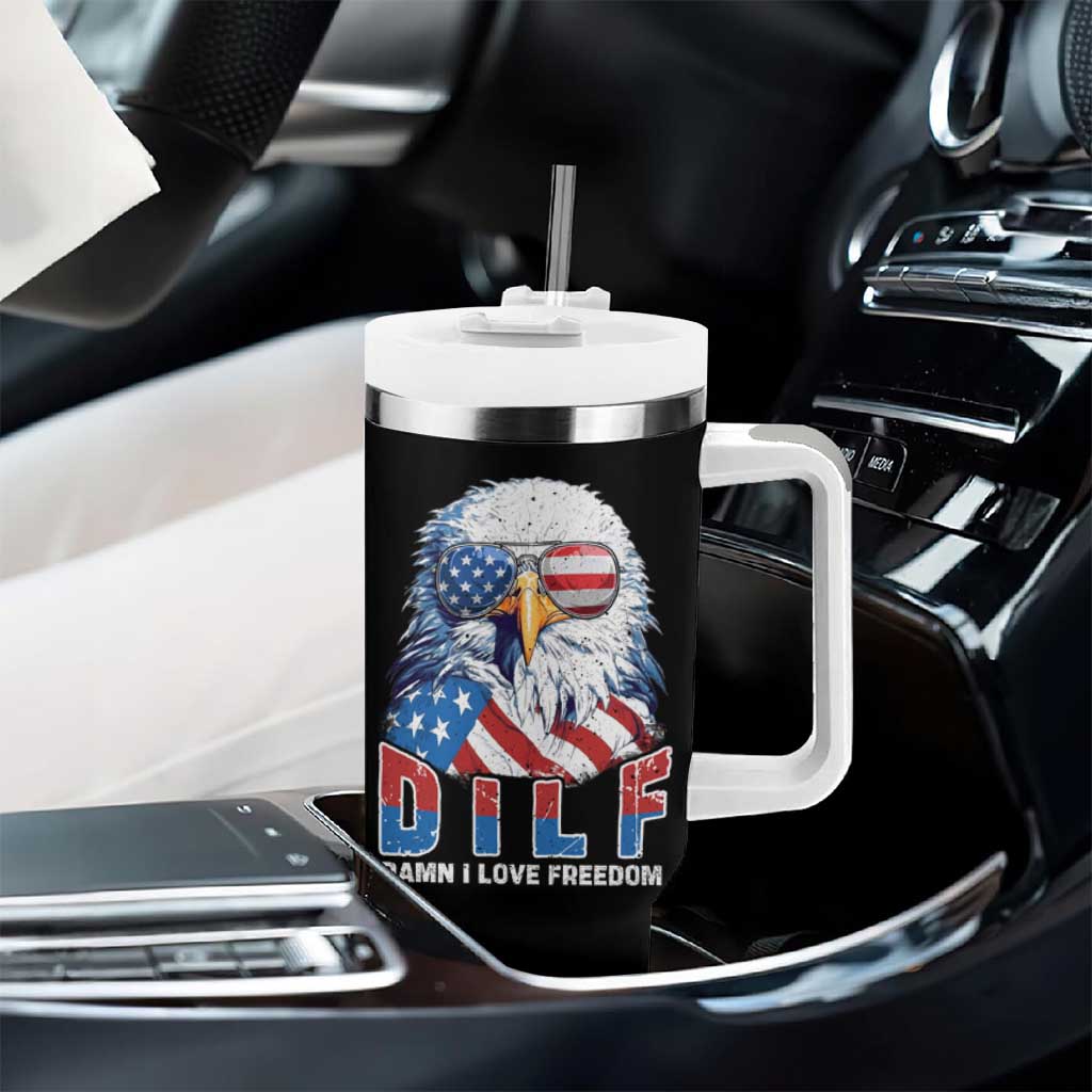 Funny 4th Of July Tumbler With Handle Damn I Love Freedom - Wonder Print Shop