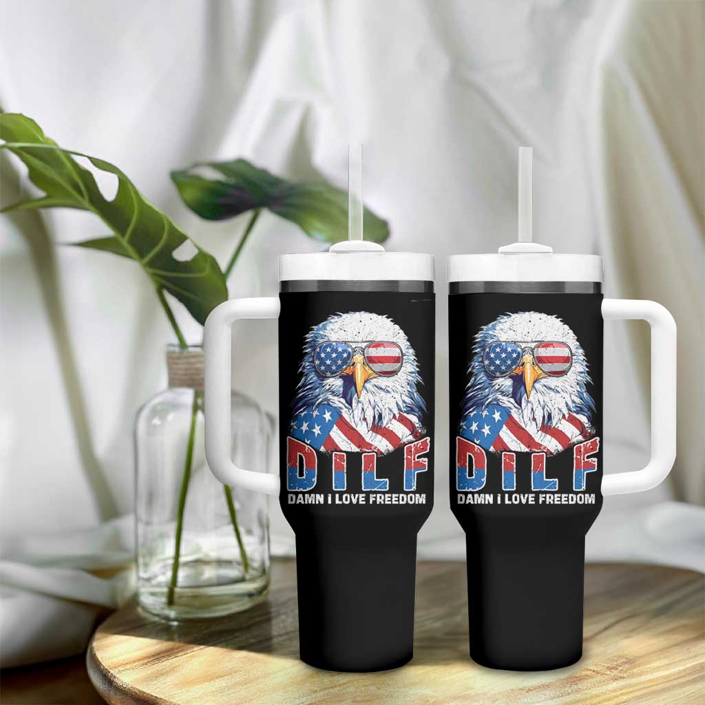 Funny 4th Of July Tumbler With Handle Damn I Love Freedom - Wonder Print Shop