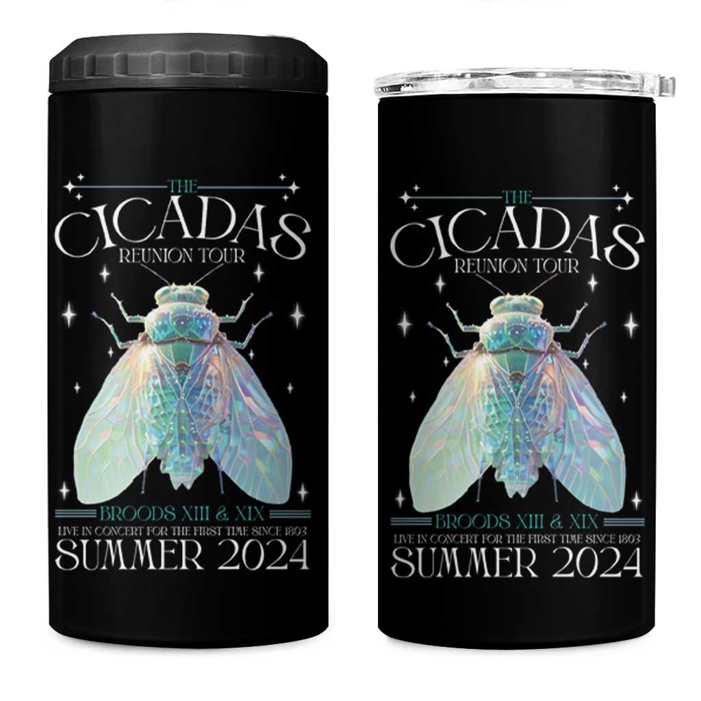 The Cicada Reunion U.S Tour 2024 4 in 1 Can Cooler Tumbler Broods XIII & XIX Cicadas Concert Fest - Wonder Print Shop