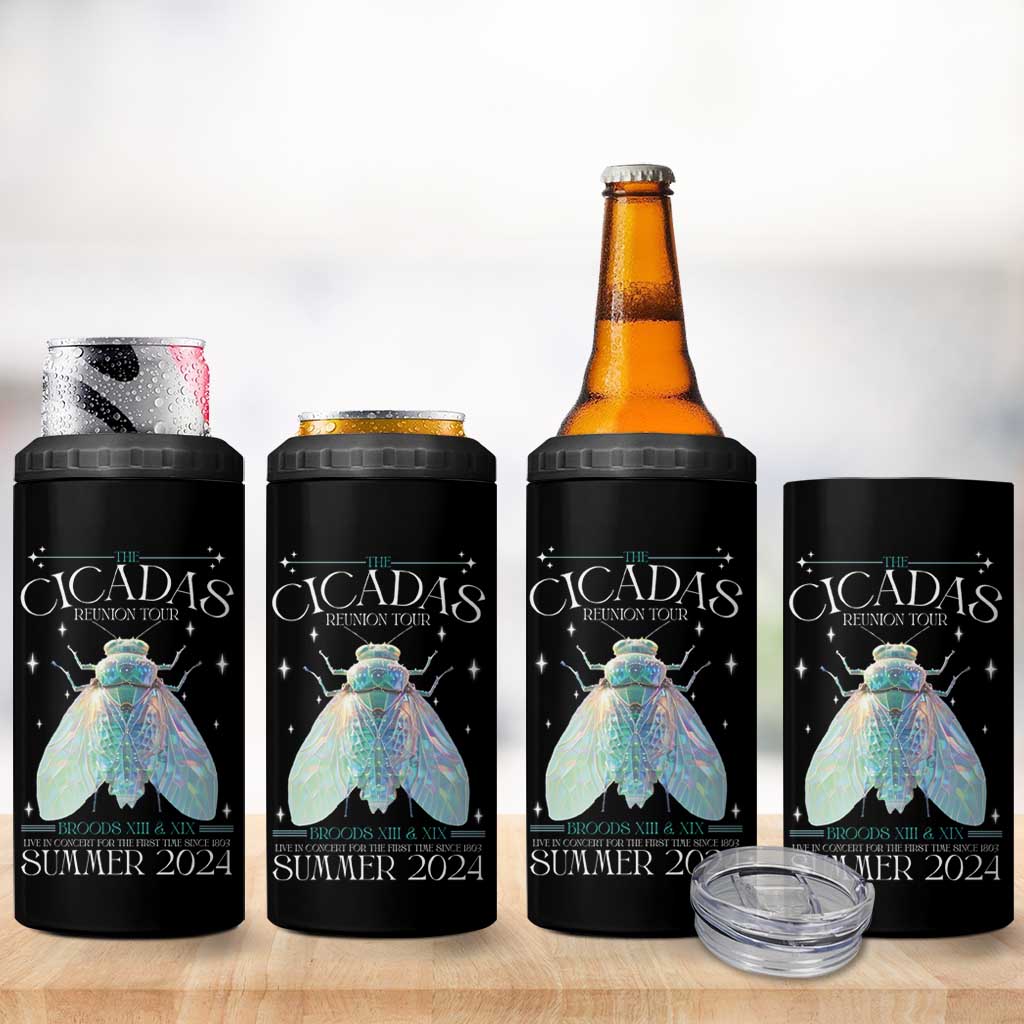 The Cicada Reunion U.S Tour 2024 4 in 1 Can Cooler Tumbler Broods XIII & XIX Cicadas Concert Fest - Wonder Print Shop