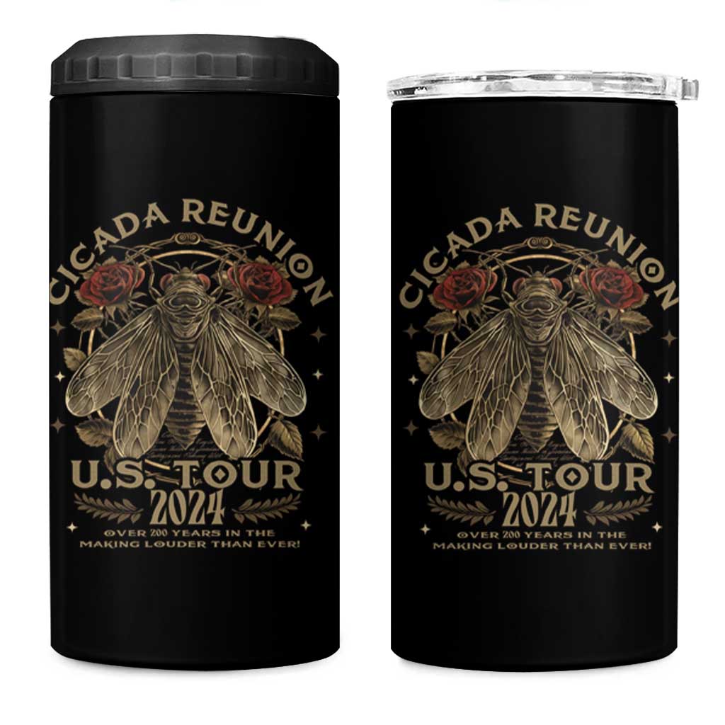 The Cicada Reunion U.S Tour 2024 4 in 1 Can Cooler Tumbler Broods XIII & XIX Vintage Cicadas Concert Fest - Wonder Print Shop