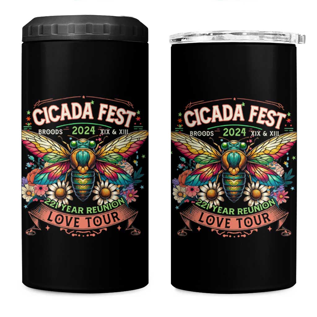 Cicada Fest 2024 4 in 1 Can Cooler Tumbler Broods XIII & XIX 221 Year Reunion Tour - Wonder Print Shop