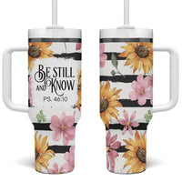 Christian Tumbler With Handle Be Still And Know Sunflower Aesthetic - Wonder Print Shop