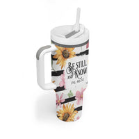 Christian Tumbler With Handle Be Still And Know Sunflower Aesthetic - Wonder Print Shop