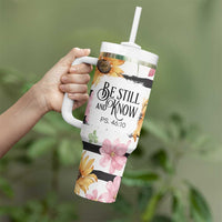 Christian Tumbler With Handle Be Still And Know Sunflower Aesthetic - Wonder Print Shop