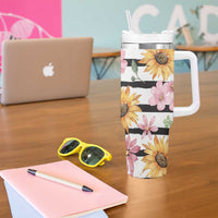 Christian Tumbler With Handle Be Still And Know Sunflower Aesthetic - Wonder Print Shop