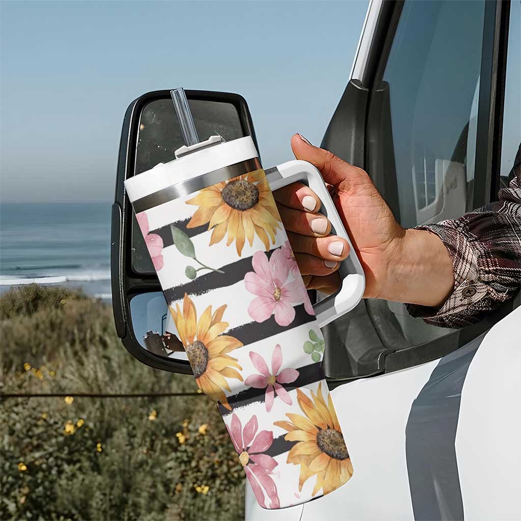 Christian Tumbler With Handle Be Still And Know Sunflower Aesthetic - Wonder Print Shop