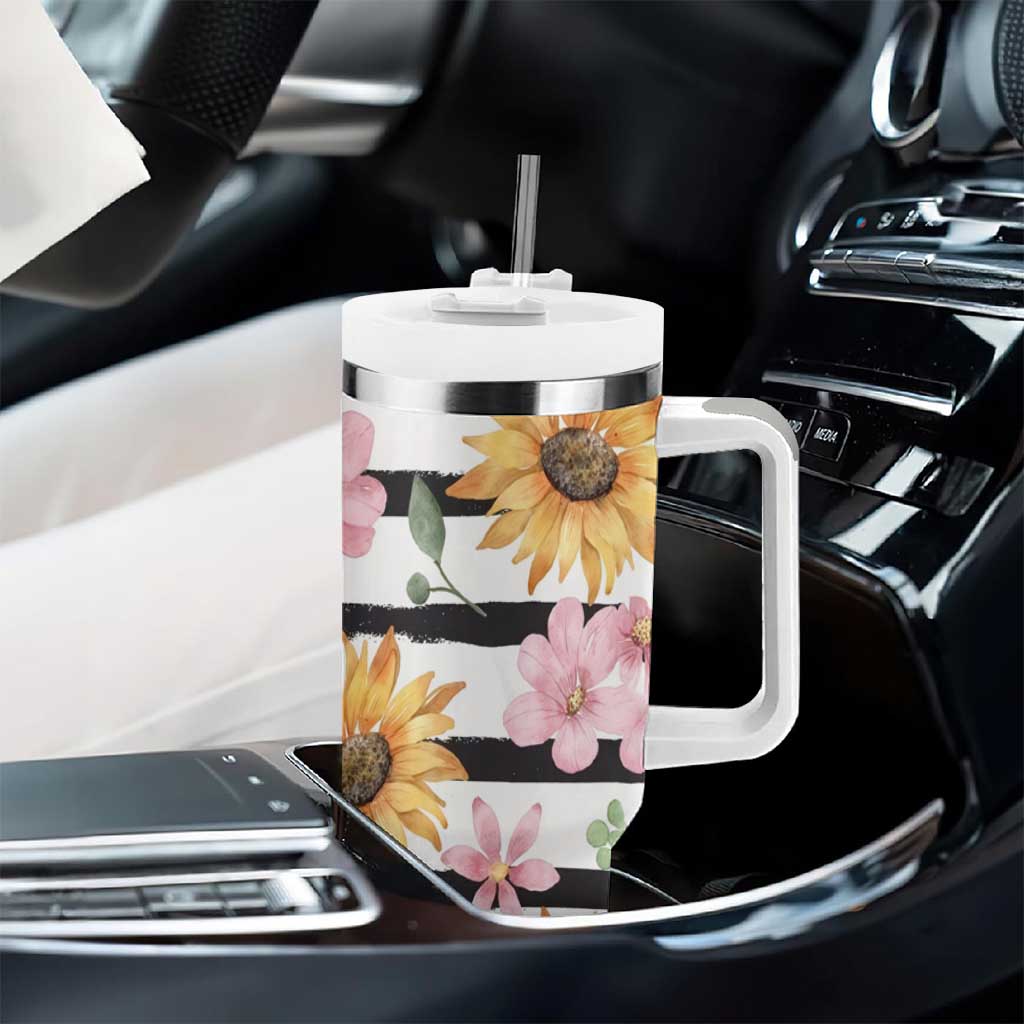 Christian Tumbler With Handle Be Still And Know Sunflower Aesthetic - Wonder Print Shop