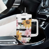 Christian Tumbler With Handle Be Still And Know Sunflower Aesthetic - Wonder Print Shop