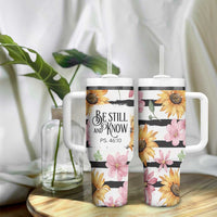 Christian Tumbler With Handle Be Still And Know Sunflower Aesthetic - Wonder Print Shop