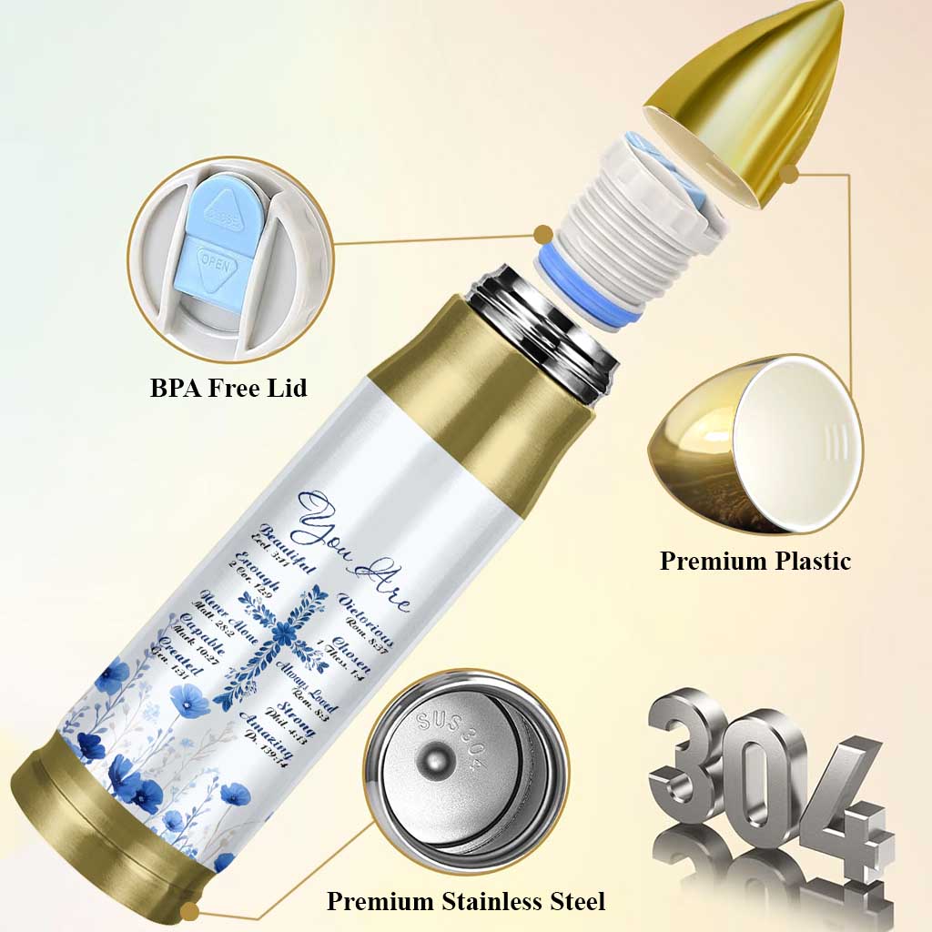 Christian Gifts Bullet Tumbler You Are Enough Inspirational Flower Christ Cross