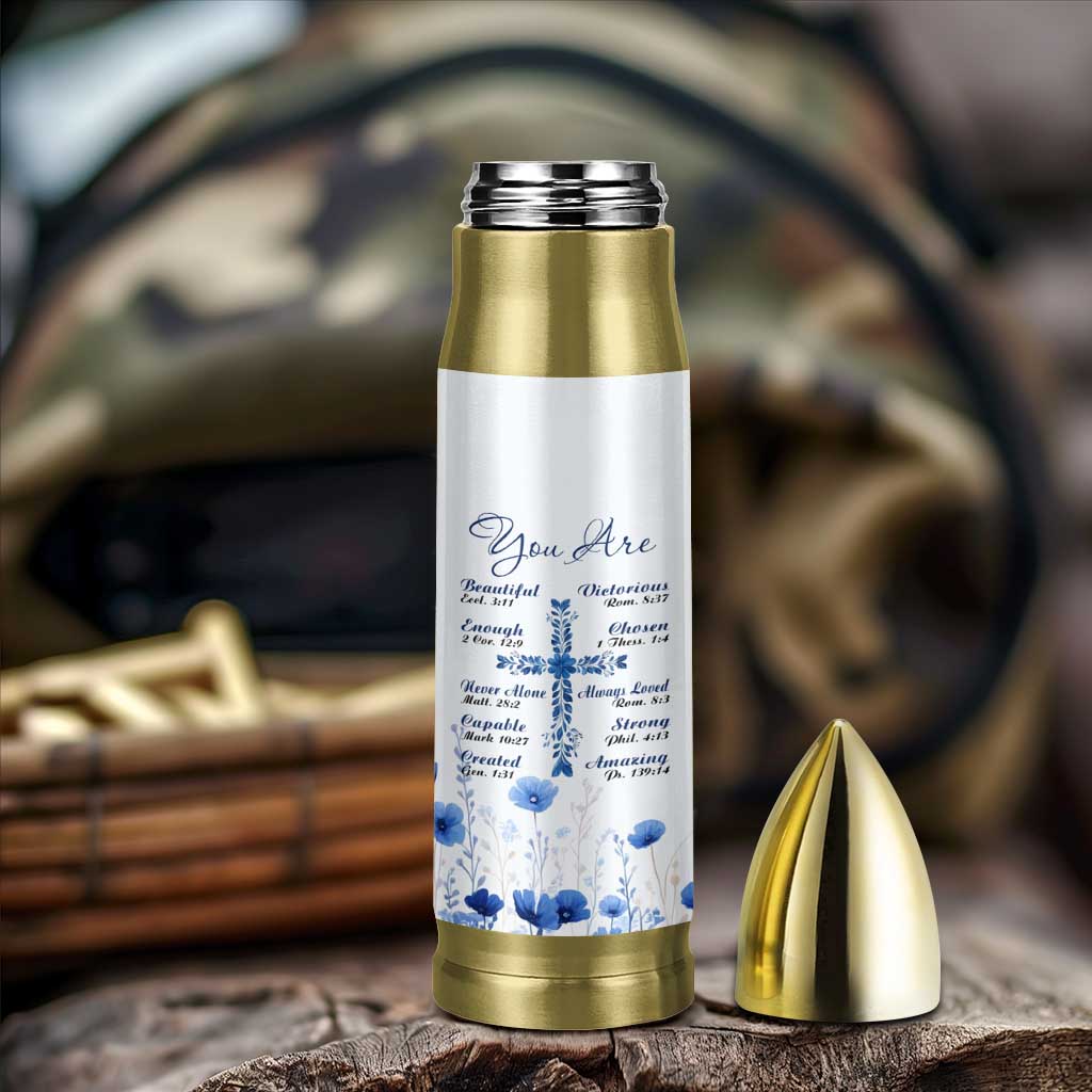 Christian Gifts Bullet Tumbler You Are Enough Inspirational Flower Christ Cross