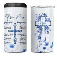 Christian Gifts 4 in 1 Can Cooler Tumbler You Are Enough Inspirational Flower Christ Cross - Wonder Print Shop