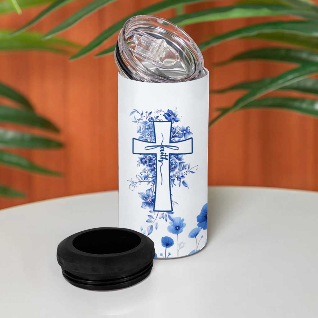 Christian Gifts 4 in 1 Can Cooler Tumbler You Are Enough Inspirational Flower Christ Cross - Wonder Print Shop
