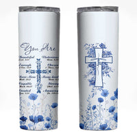 Christian Gifts Skinny Tumbler You Are Enough Inspirational Flower Christ Cross - Wonder Print Shop