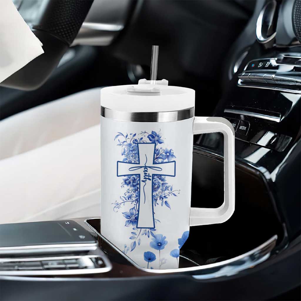 Christian Gifts Tumbler With Handle You Are Enough Inspirational Flower Christ Cross - Wonder Print Shop