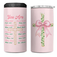Christian Gifts 4 in 1 Can Cooler Tumbler You Are Enough Inspirational Coquette Christ Cross - Wonder Print Shop