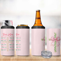 Christian Gifts 4 in 1 Can Cooler Tumbler You Are Enough Inspirational Coquette Christ Cross - Wonder Print Shop
