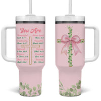 Christian Gifts Tumbler With Handle You Are Enough Inspirational Coquette Christ Cross - Wonder Print Shop