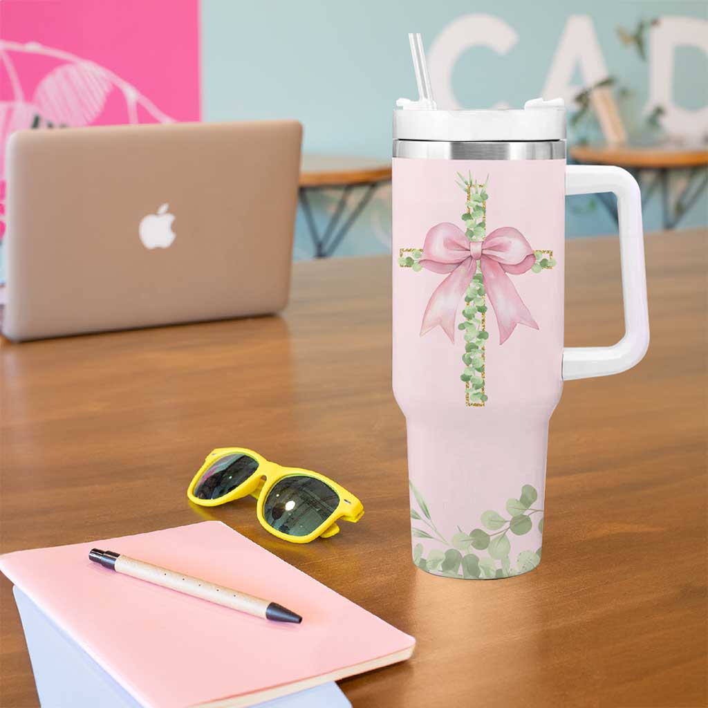 Christian Gifts Tumbler With Handle You Are Enough Inspirational Coquette Christ Cross - Wonder Print Shop