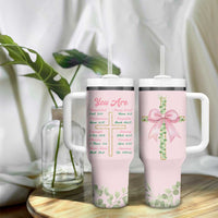 Christian Gifts Tumbler With Handle You Are Enough Inspirational Coquette Christ Cross - Wonder Print Shop