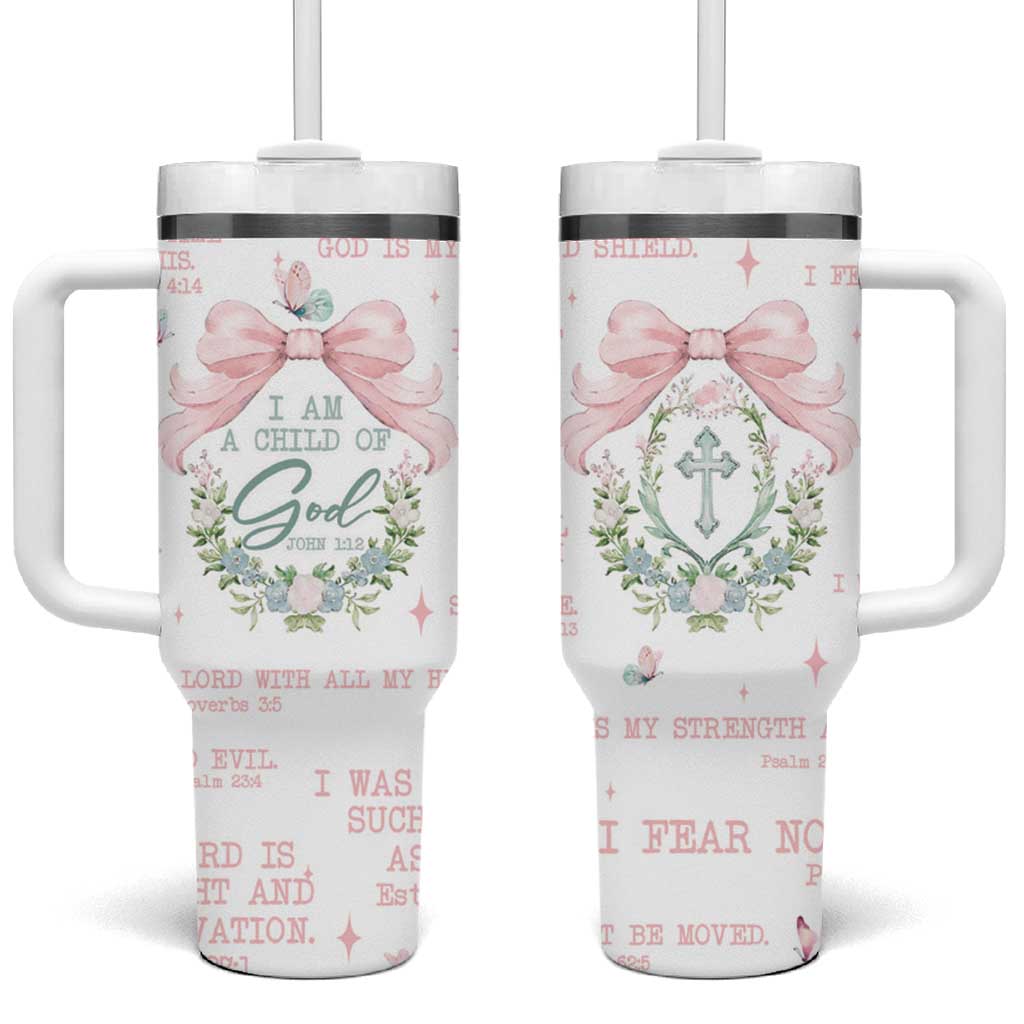 Christian Gifts Tumbler With Handle I Am A Child Of God Coquette Christ Cross - Wonder Print Shop