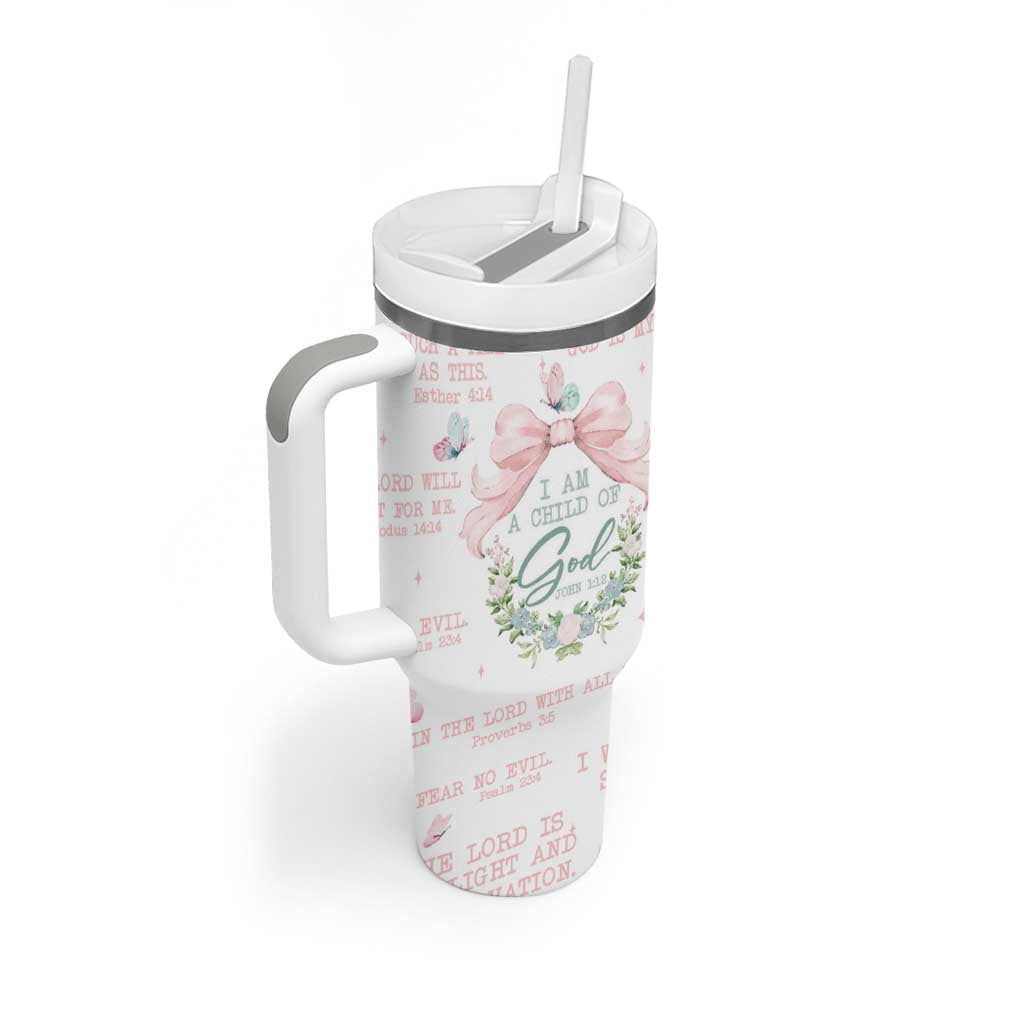 Christian Gifts Tumbler With Handle I Am A Child Of God Coquette Christ Cross - Wonder Print Shop