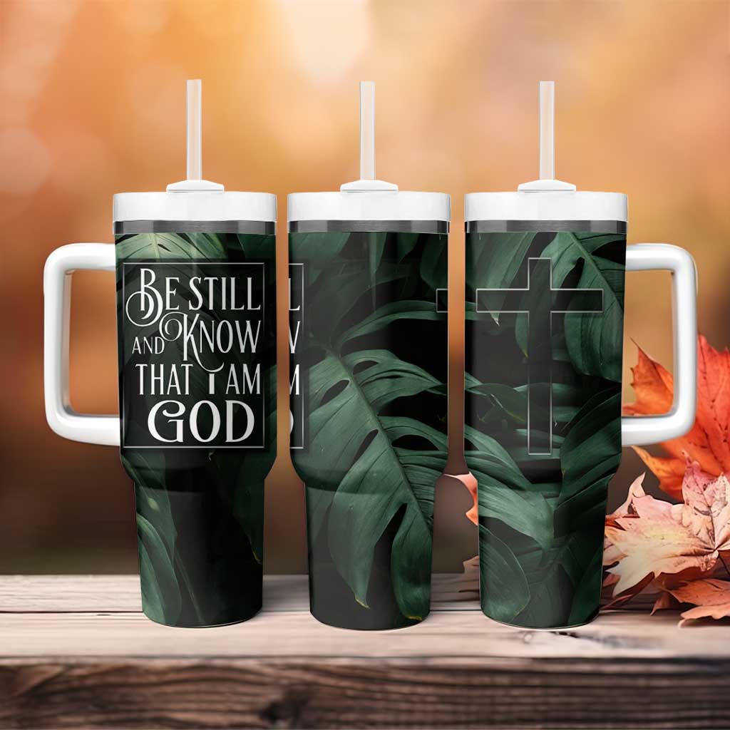 Christian Tumbler With Handle Be Still And Know That I Am God Aesthetic - Wonder Print Shop