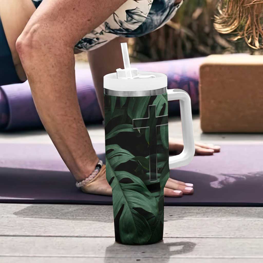 Christian Tumbler With Handle Be Still And Know That I Am God Aesthetic - Wonder Print Shop