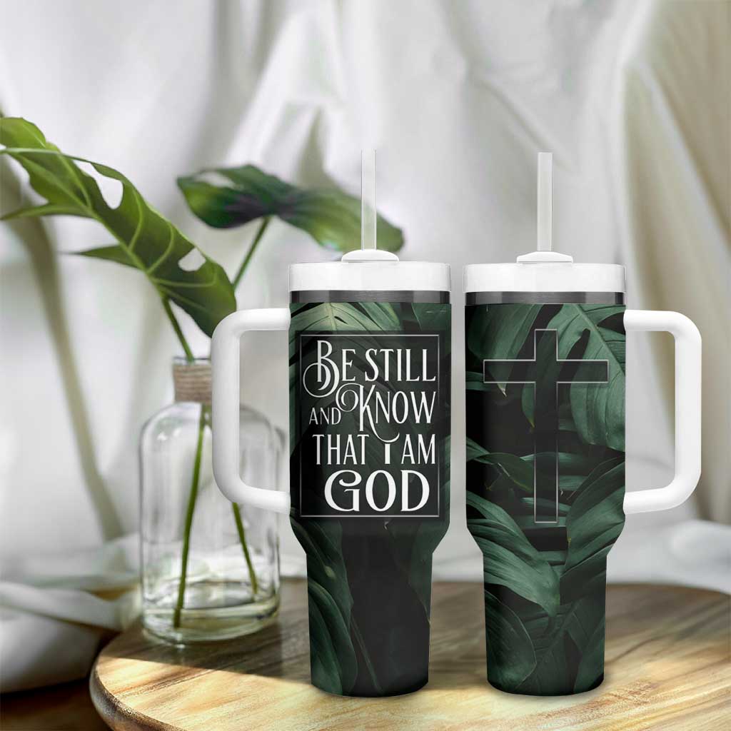 Christian Tumbler With Handle Be Still And Know That I Am God Aesthetic - Wonder Print Shop