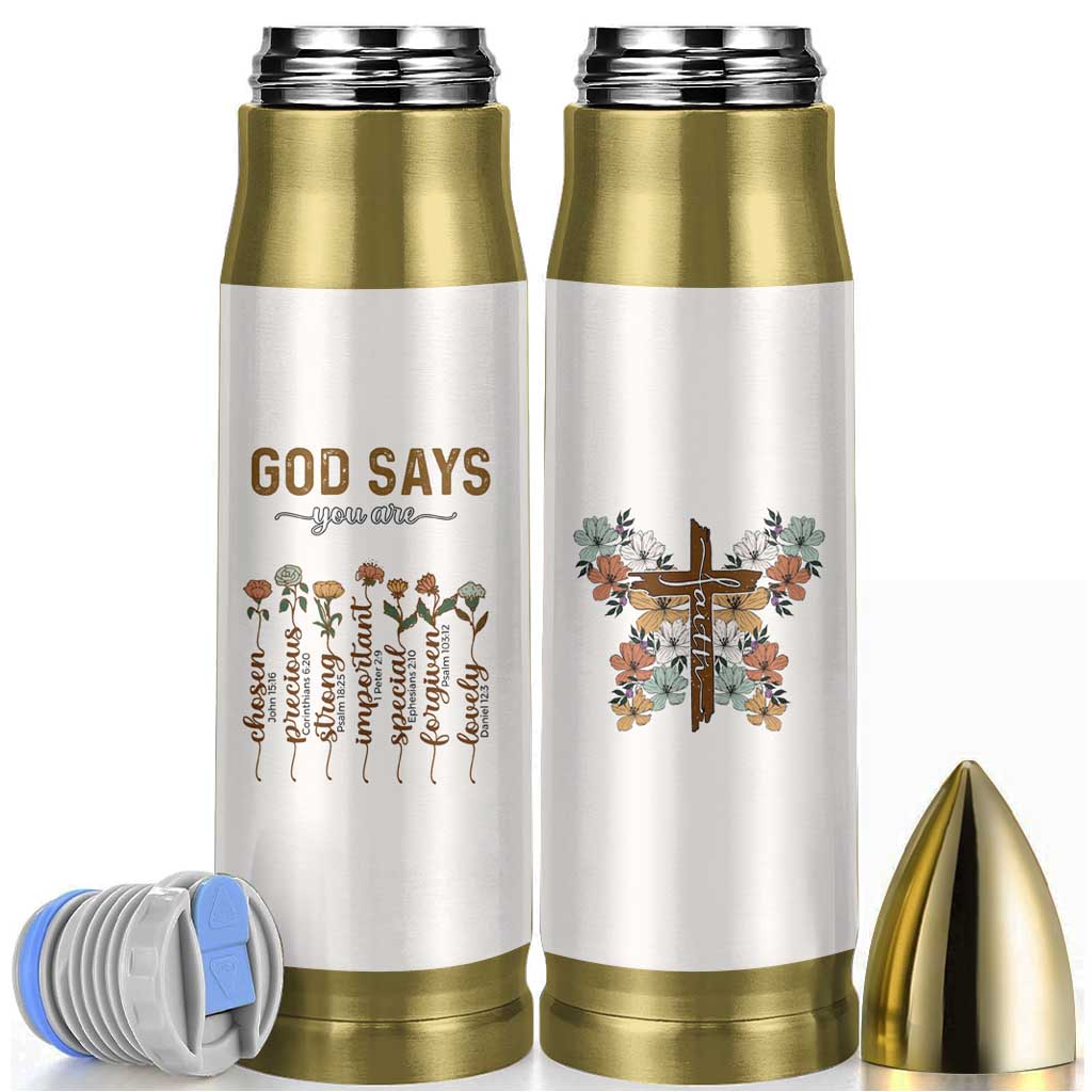 Christian Gifts Bullet Tumbler God Say You Are Inspirational Flower Butterfly Christ Cross