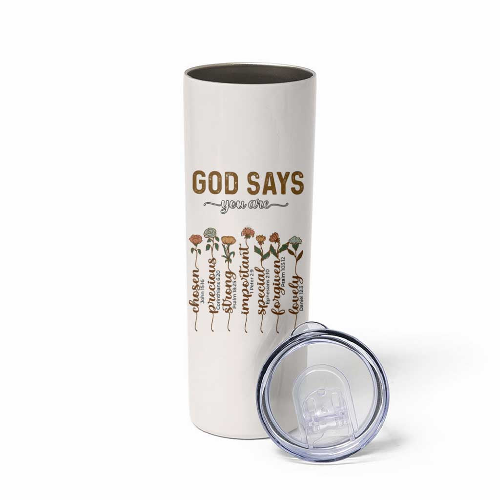 Christian Gifts Skinny Tumbler God Say You Are Inspirational Flower Butterfly Christ Cross - Wonder Print Shop