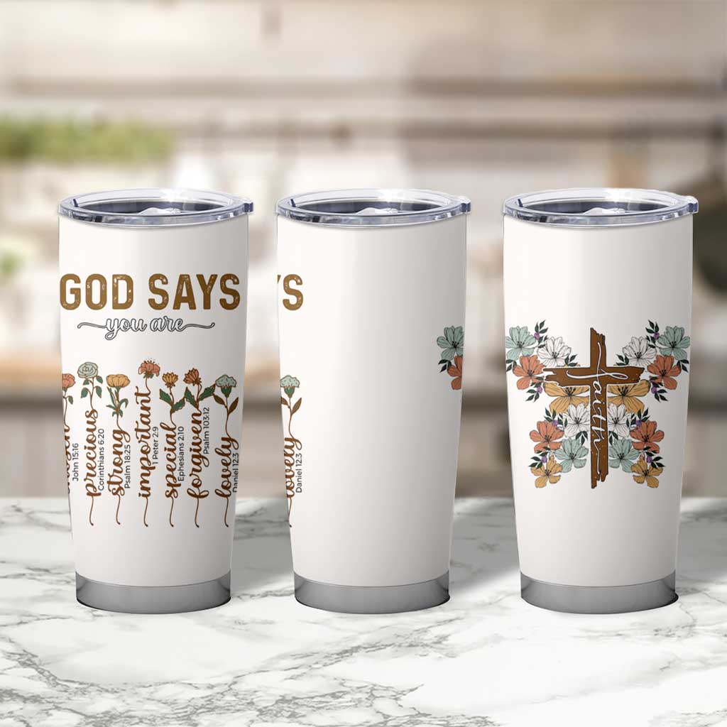 Christian Gifts Tumbler Cup God Say You Are Inspirational Flower Butterfly Christ Cross - Wonder Print Shop