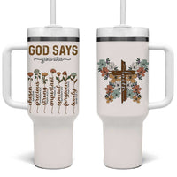 Christian Gifts Tumbler With Handle God Say You Are Inspirational Flower Butterfly Christ Cross - Wonder Print Shop