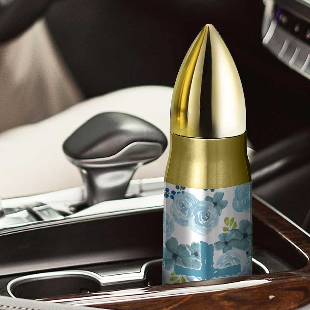 Christian Bullet Tumbler Thank God Faith Flower Christ Cross