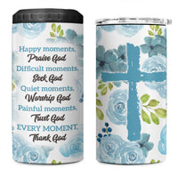 Christian 4 in 1 Can Cooler Tumbler Thank God Faith Flower Christ Cross - Wonder Print Shop