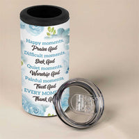 Christian 4 in 1 Can Cooler Tumbler Thank God Faith Flower Christ Cross - Wonder Print Shop