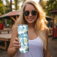 Christian Skinny Tumbler Thank God Faith Flower Christ Cross - Wonder Print Shop