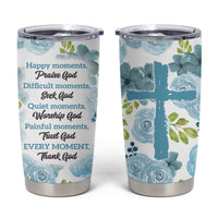 Christian Tumbler Cup Thank God Faith Flower Christ Cross - Wonder Print Shop