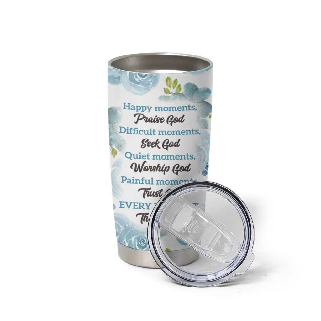Christian Tumbler Cup Thank God Faith Flower Christ Cross - Wonder Print Shop
