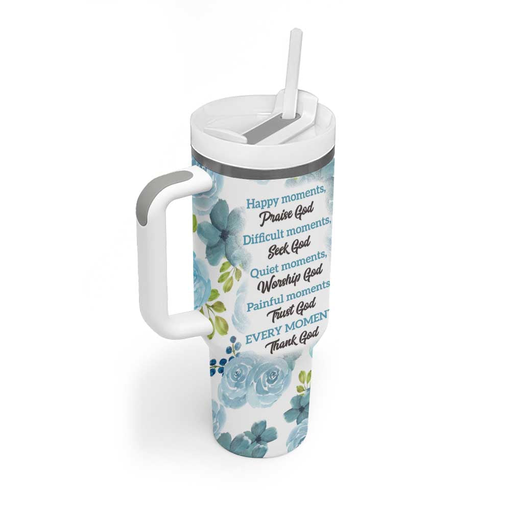 Christian Tumbler With Handle Thank God Faith Flower Christ Cross - Wonder Print Shop