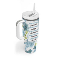 Christian Tumbler With Handle Thank God Faith Flower Christ Cross - Wonder Print Shop